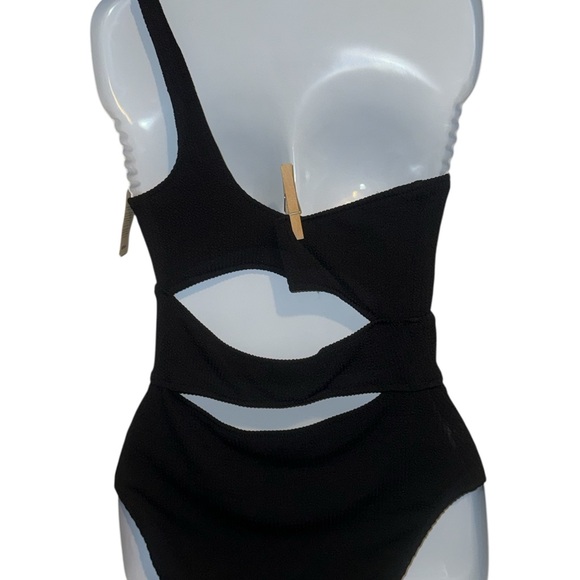 NWT Aerie Black One-Shoulder Cutout Bodysuit - Picture 2 of 3